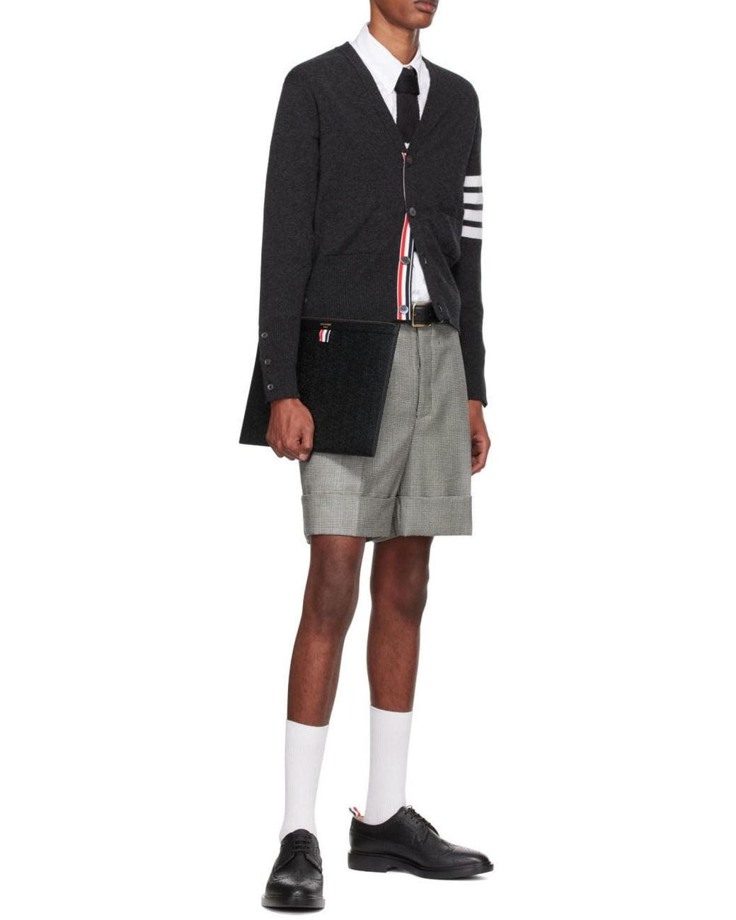 Thom Browne Natural 4-Bar Stripe Cardigan for men