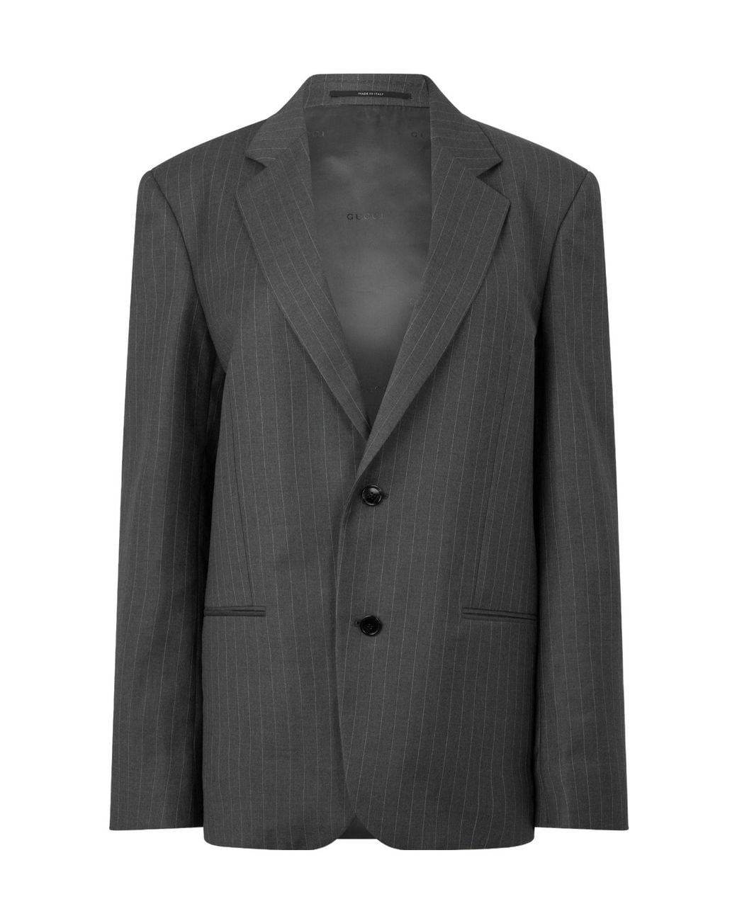 Gucci Black Single-Breasted Pinstripe Blazer