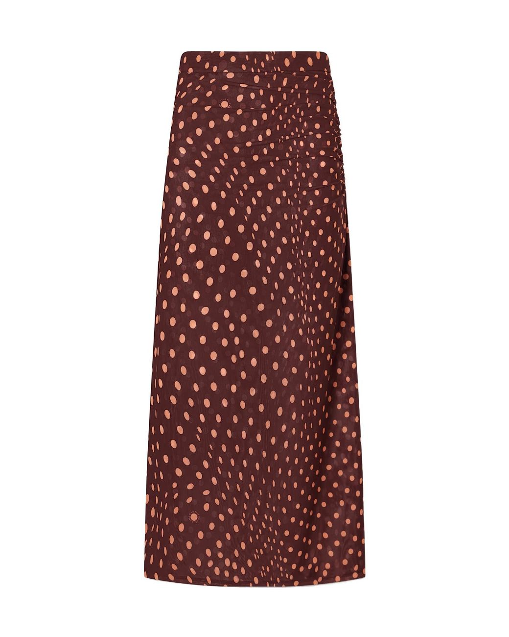 Stella McCartney Gathered Polka-Dot Mesh Midi Skirt