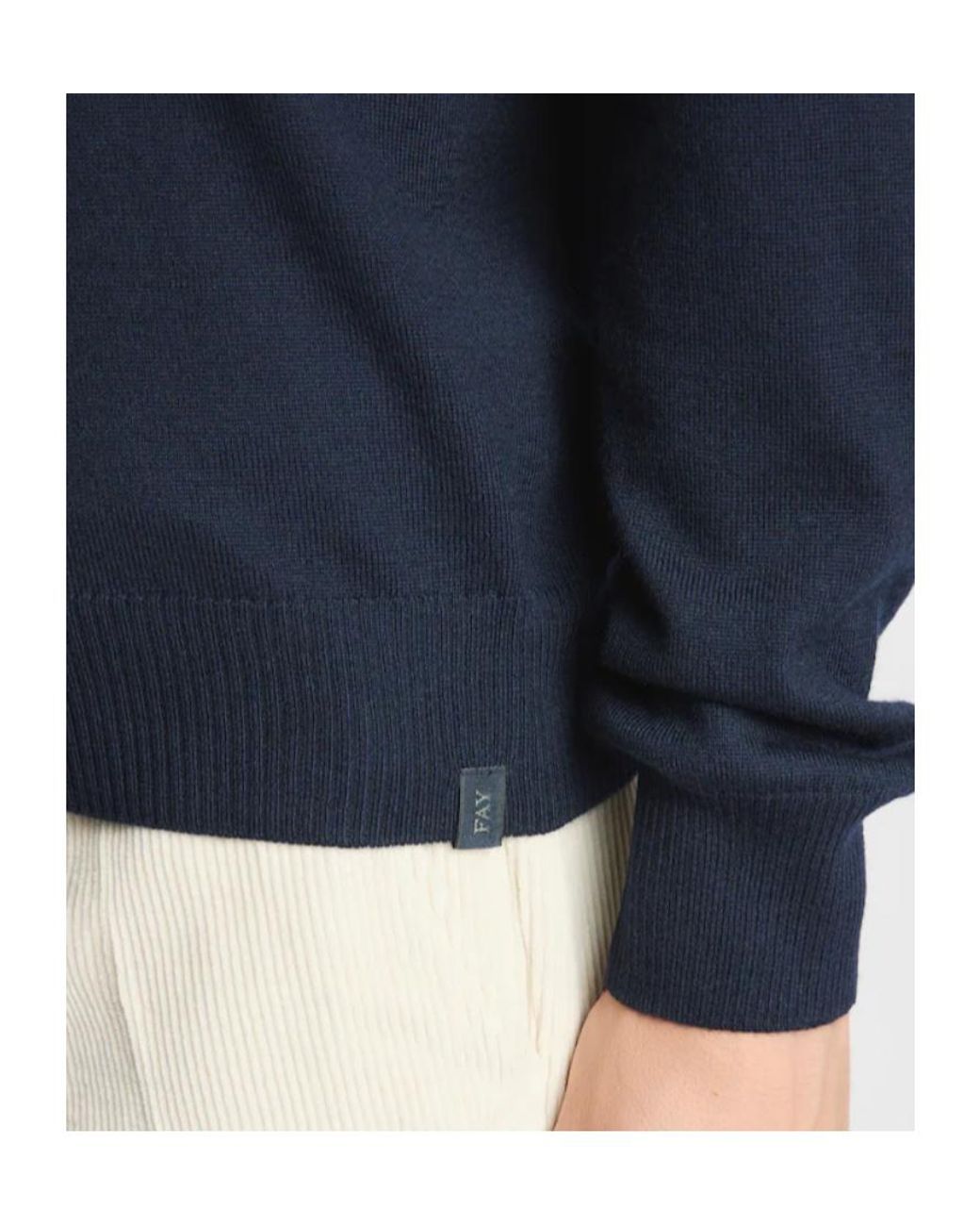 Fay Blue Ribbed Turtleneck Knitted Sweater for men