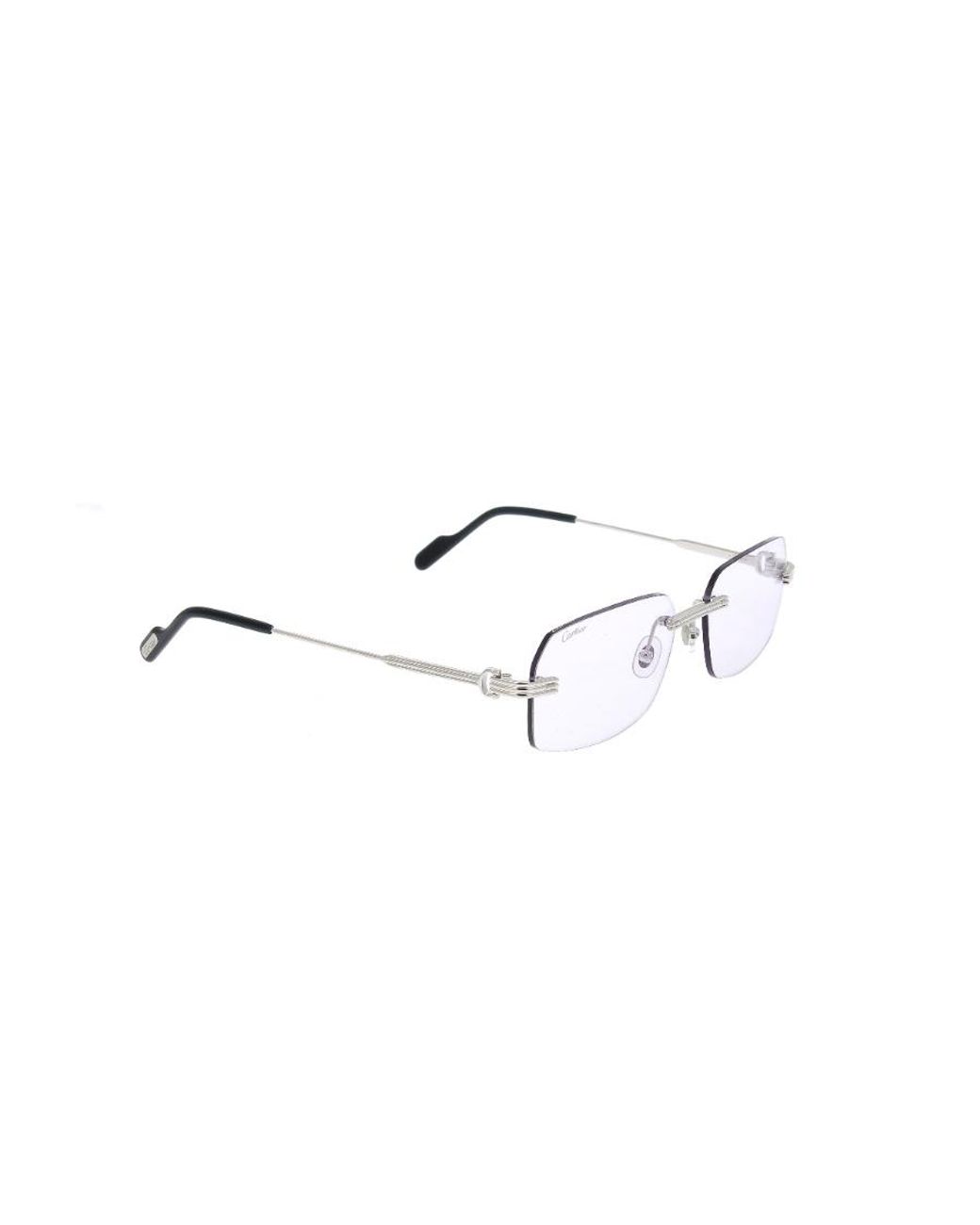 Cartier White Rimless Rectangular Sunglasses for men