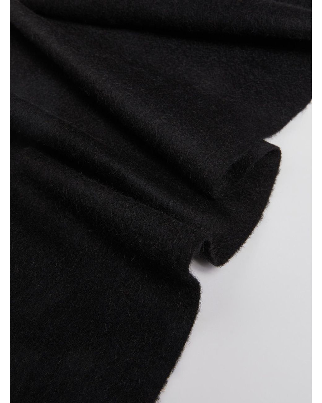 Max Mara Black Wkclara Logo Embroidered Fringed Edge Scarf