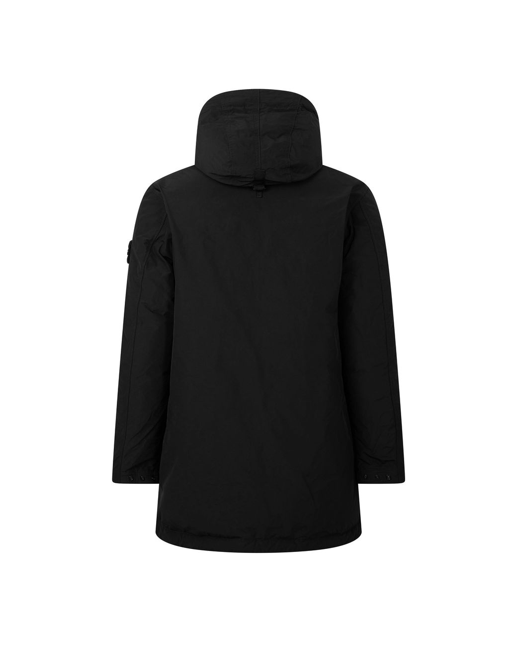 Stone Island Black Midlength Hooded Coat for men