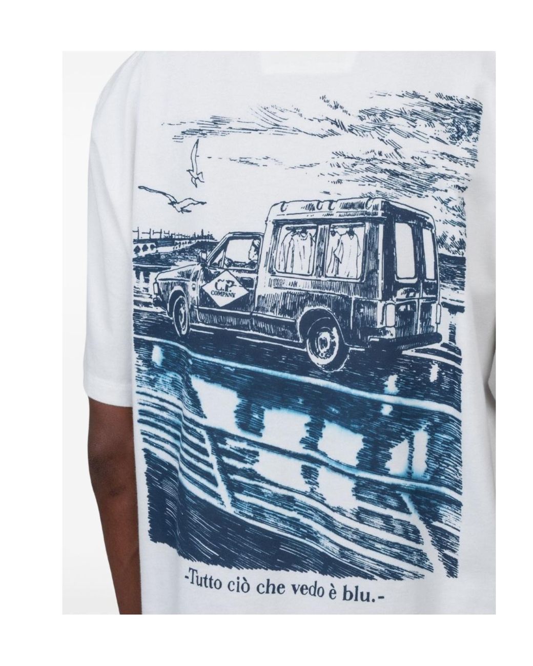 C P Company White Graphic Back-Print T-Shirt for men