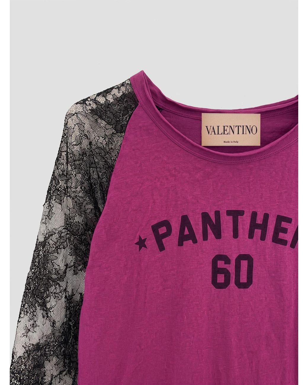 Valentino Purple Printed Crewneck Lace Top