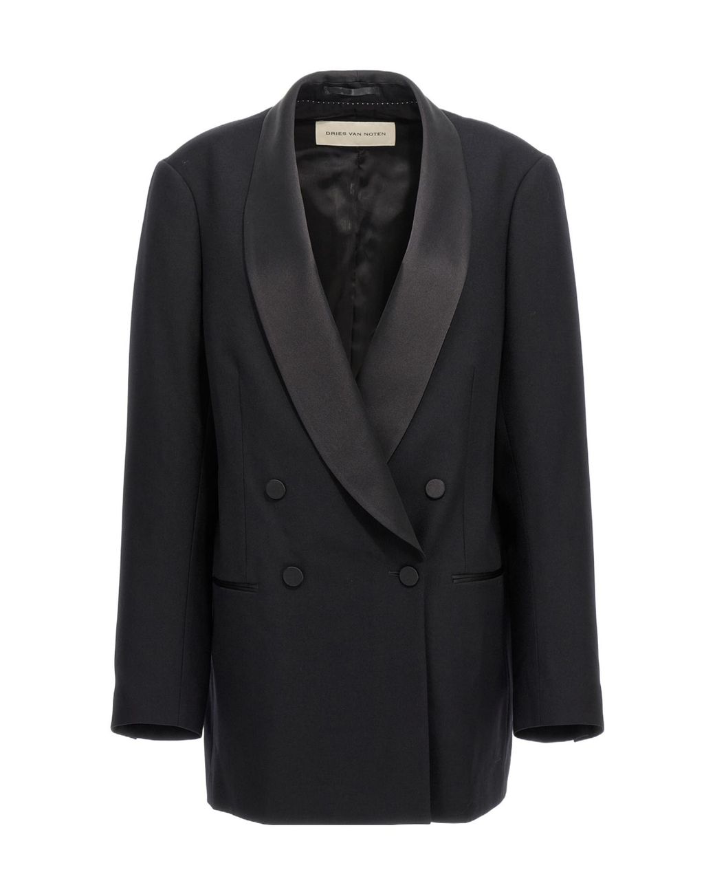 Dries Van Noten Black Blinker Tux Double-Breasted Blazer