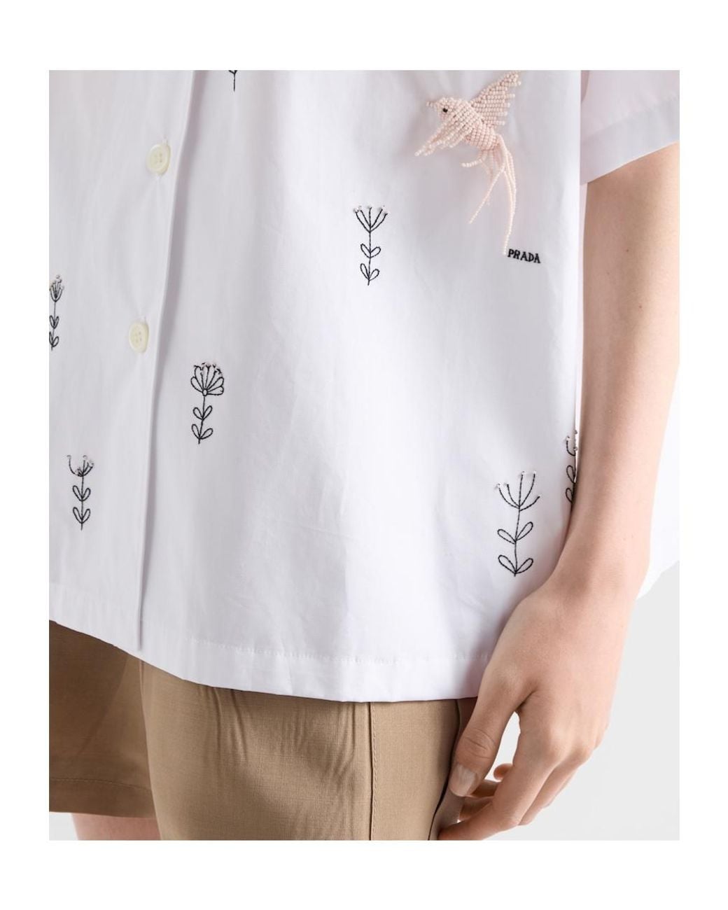 Prada White Short-Sleeved Button-Up Shirt