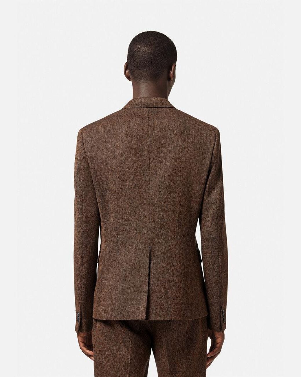 Versace Brown Double-Breasted Wool Blazer for men