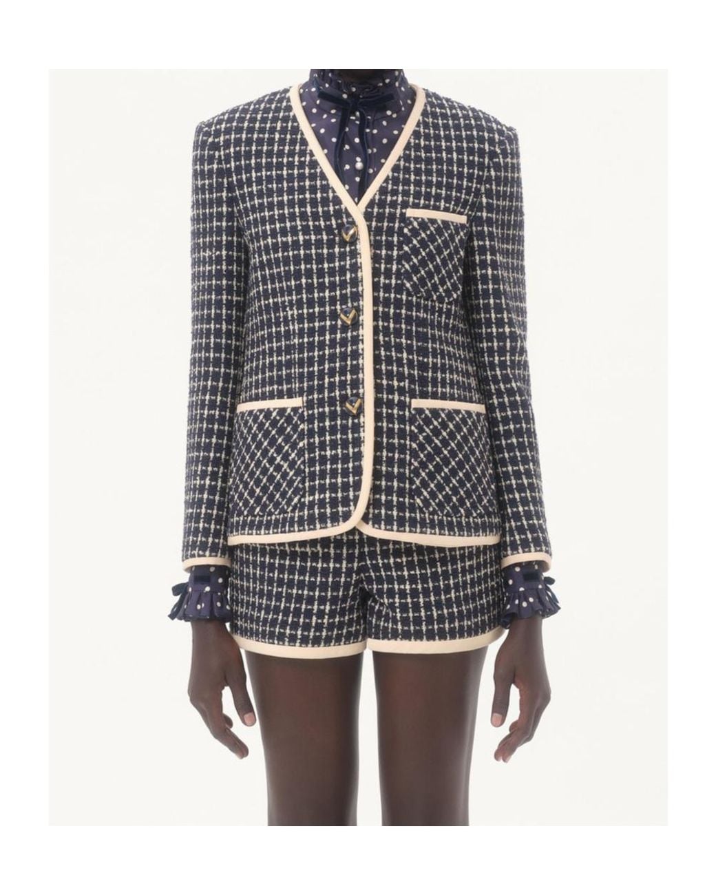 Valentino Black V-Neck Button-Up Jacket