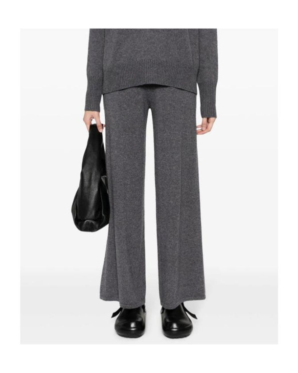 Lisa Yang Gray Sofi Wide-Leg Drawstring Pants