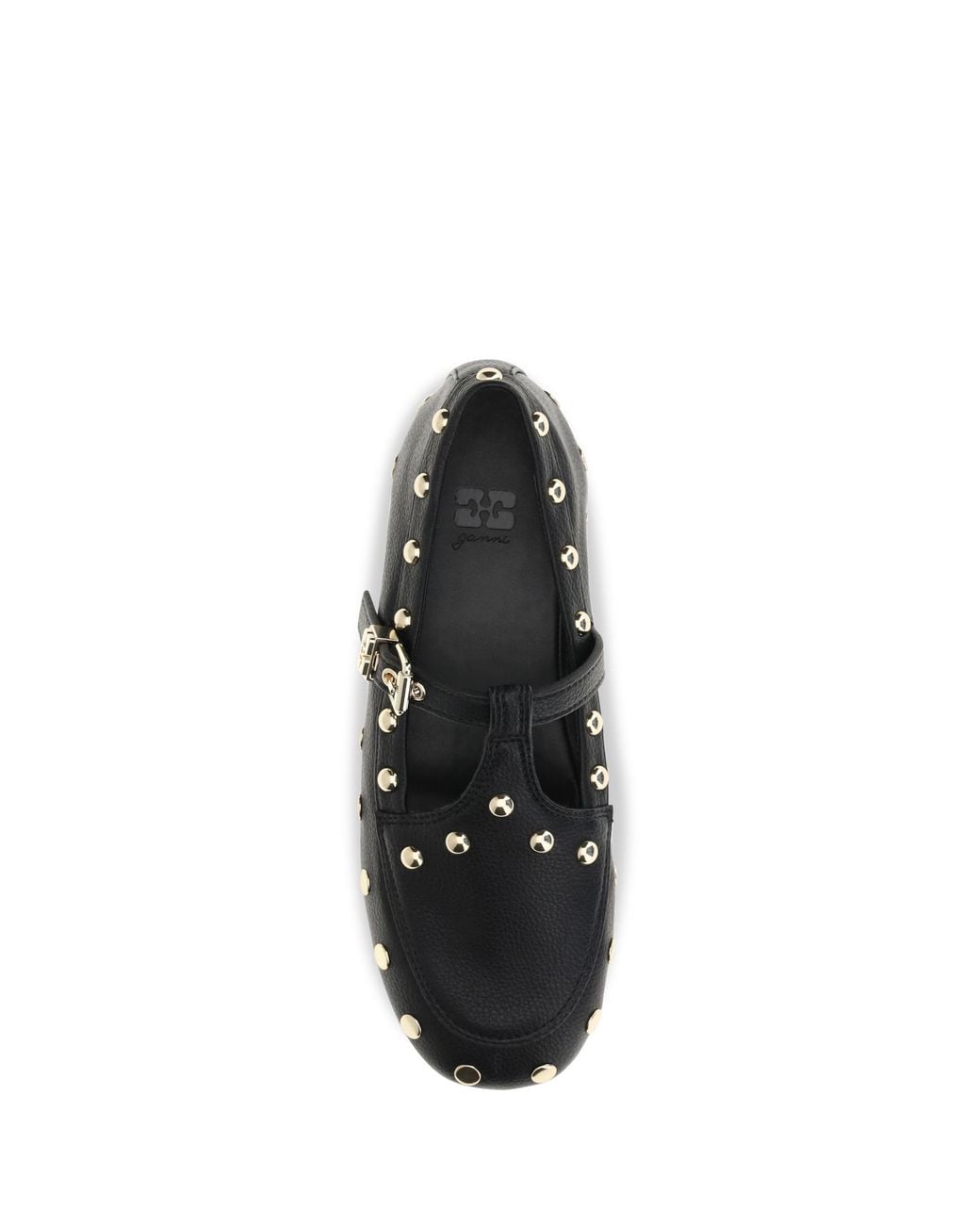 Ganni Black Mary Jenny Studded Ballet Flats
