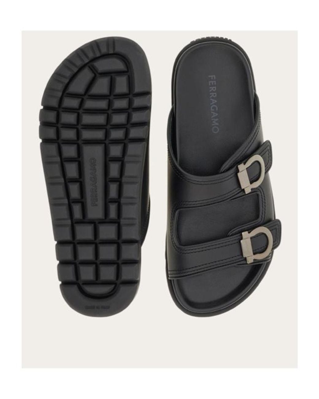 Ferragamo Black Ferragamo Double-Strap Sandals for men