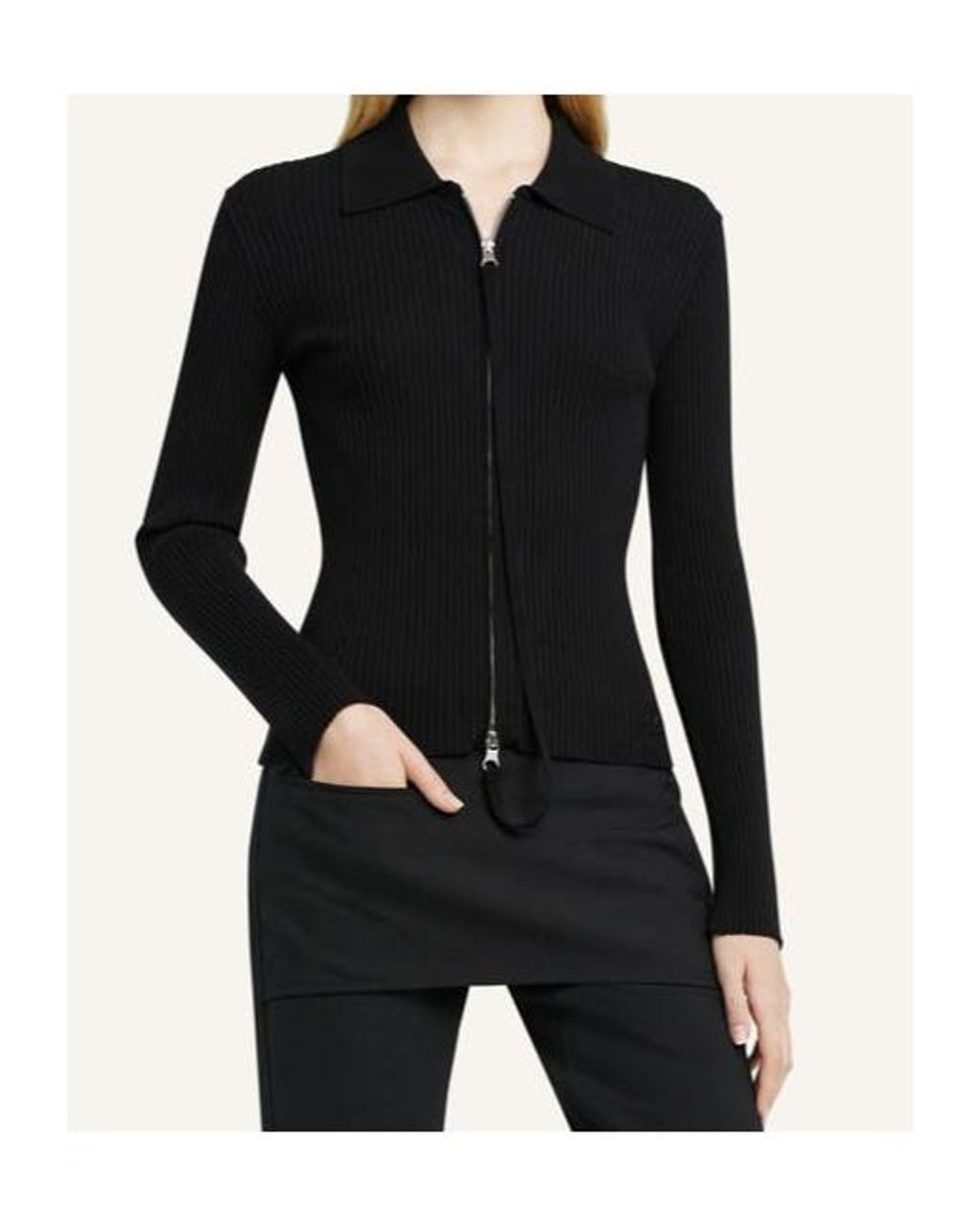 Courreges Black Zip-Up Cardigan