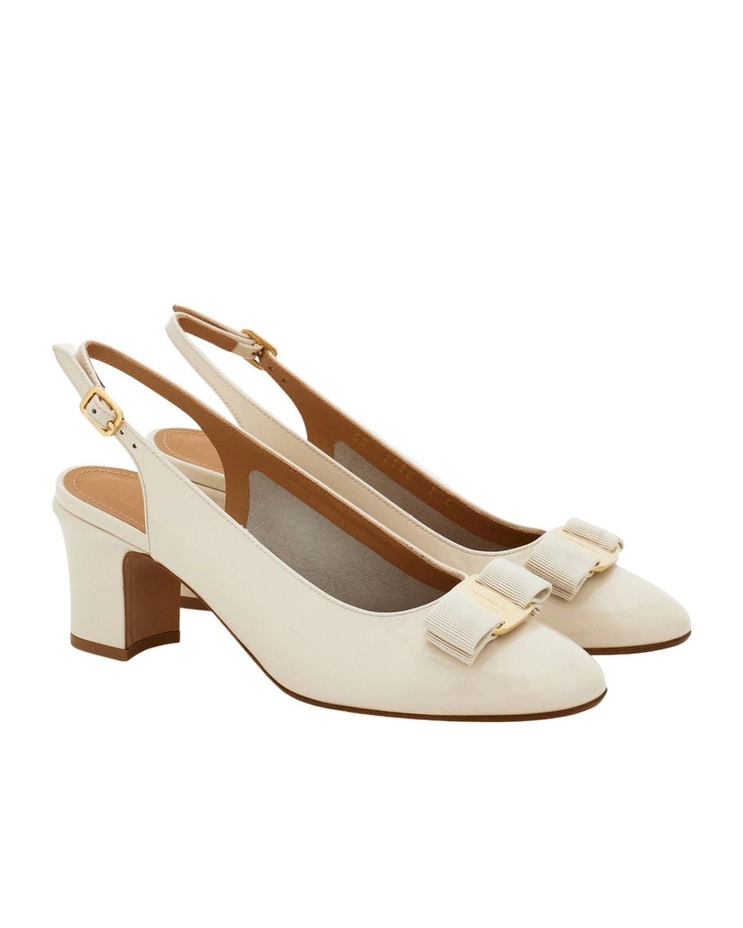 Ferragamo White Vara Bow Slingback Pump