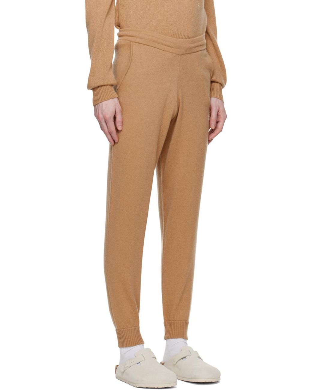 Sporty & Rich Natural Logo-Embroidered Elasticated Waistband Pants for men