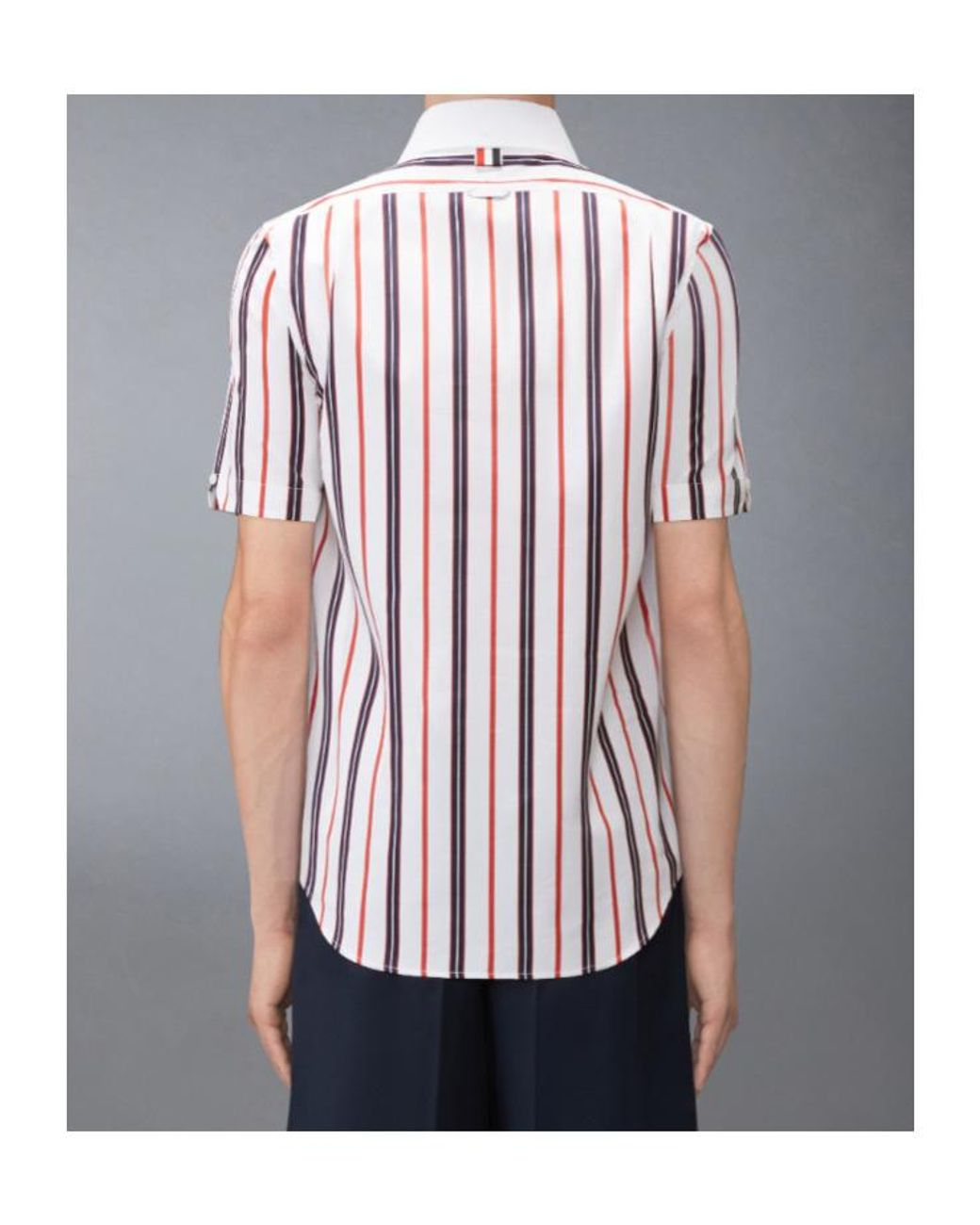 Thom Browne Red Repp Striped Poplin Shirt for men