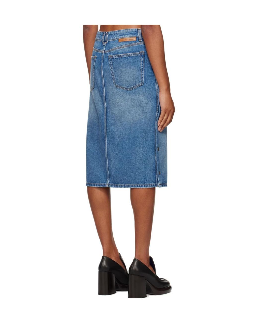 Stella McCartney Blue Snap Denim Midi Skirt