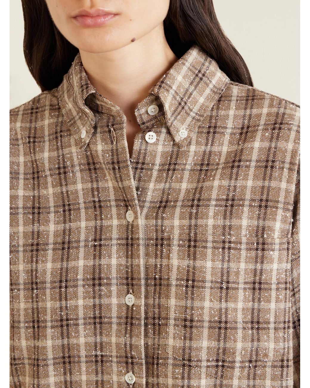 Rohe Natural Oxford Checked Cotton-Bouclé Shirt