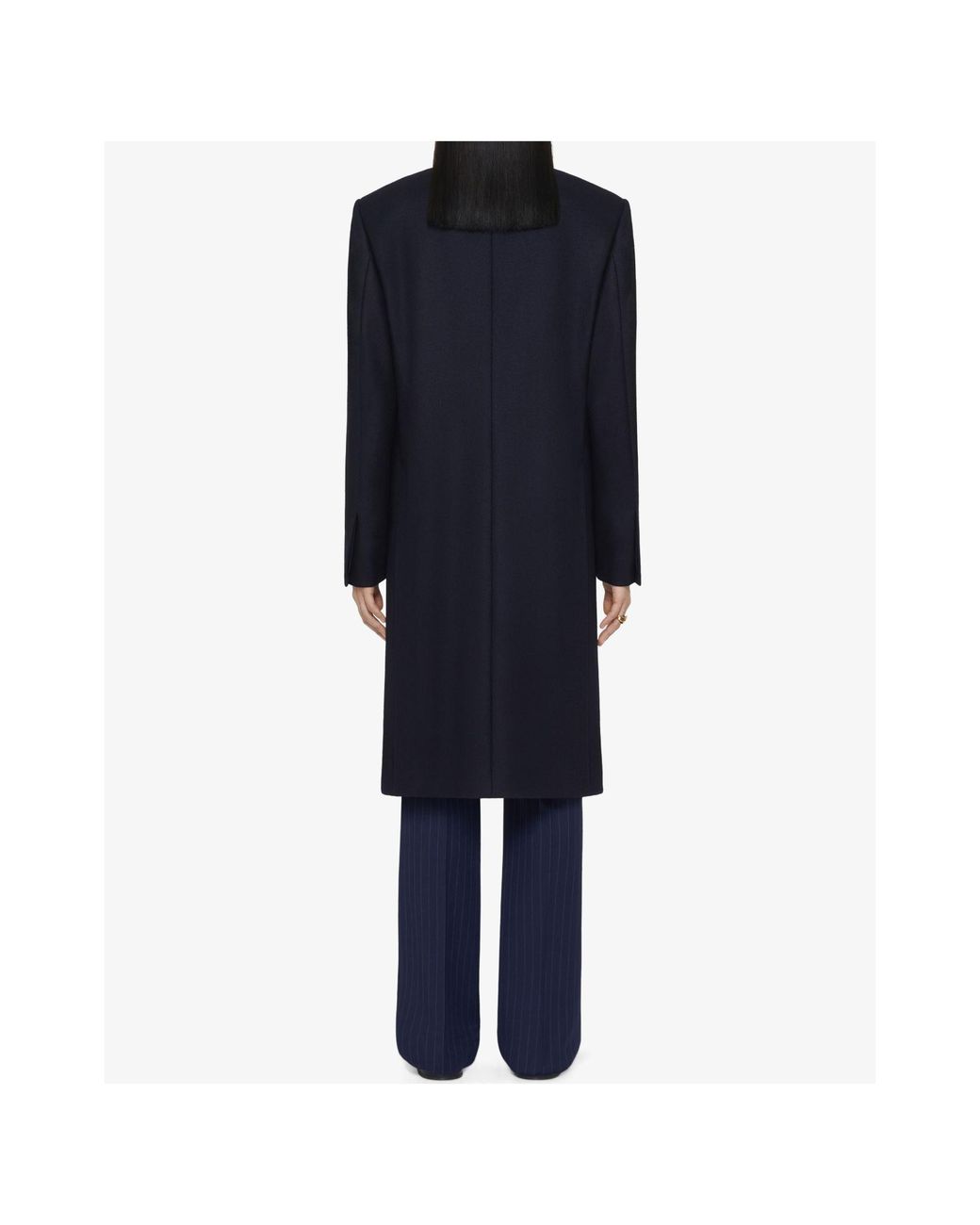 Givenchy Blue Collared Fitted Long Coat for men