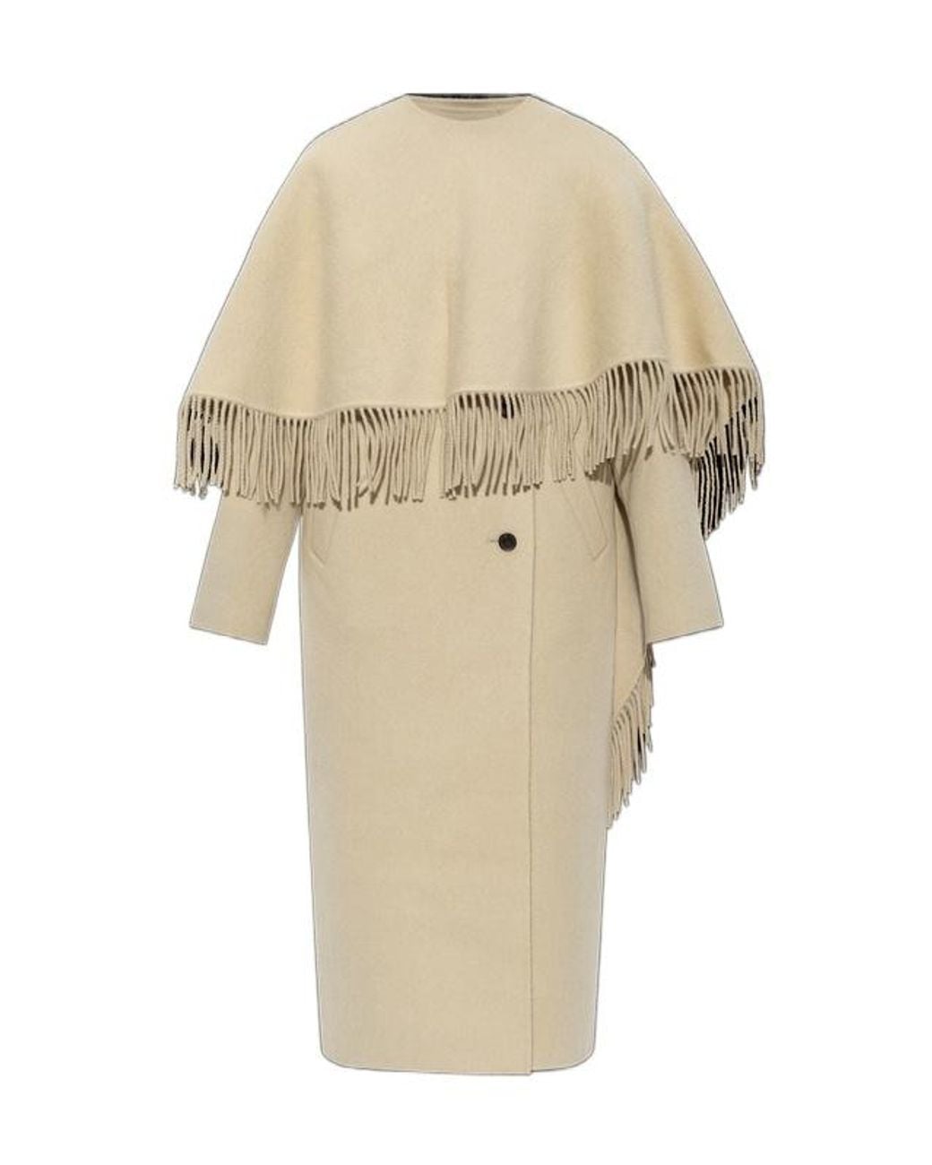Rohe Natural Fringed Scarf Detail Coat