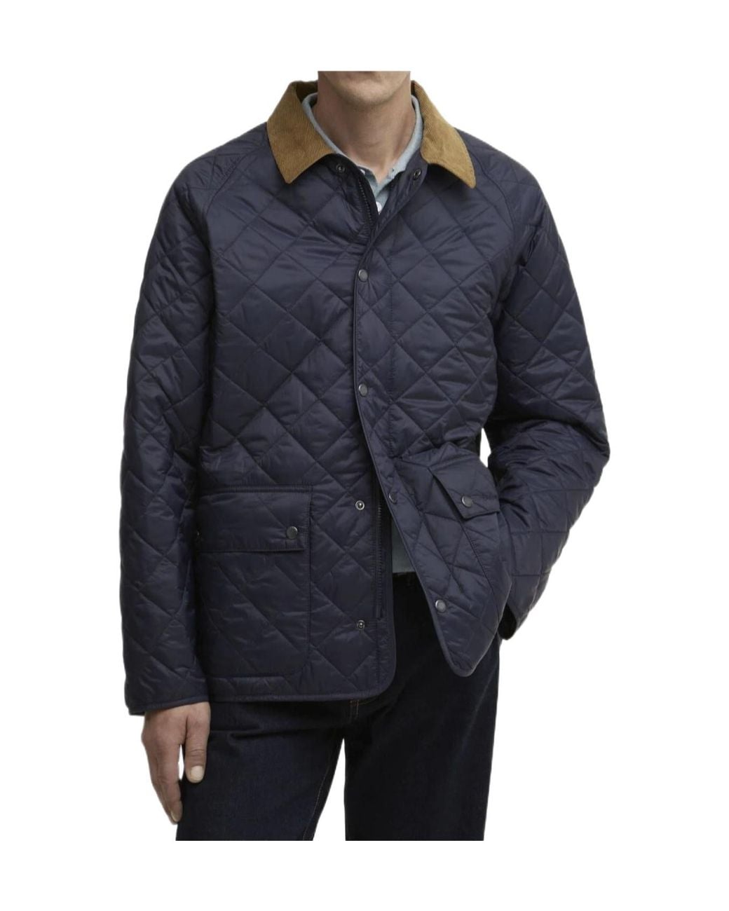 Barbour Blue City Bedale Quilted Corduroy-Collar Jacket for men