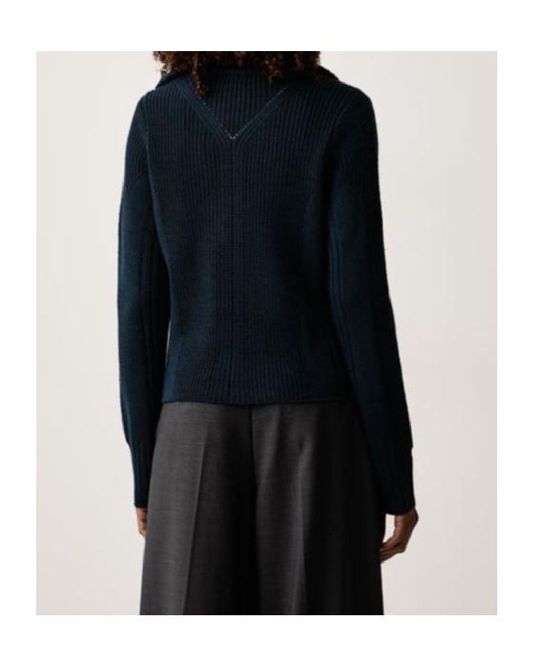 Patrizia Pepe Blue Asymmetric-Zip Knitted Sweater