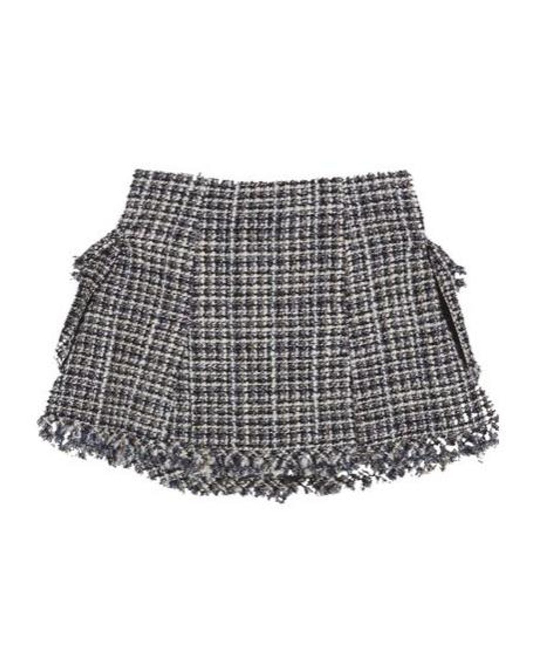 Sacai Gray Asymmetric Tweed Wrap Mini Skirt