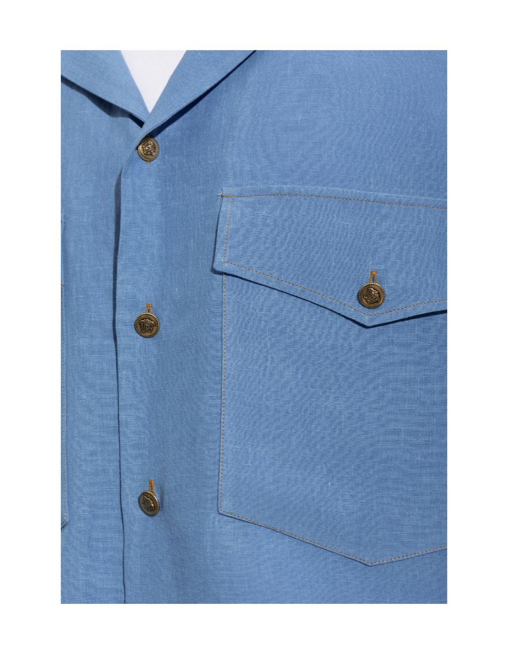 Versace Blue Short-Sleeve Pocket Shirt for men