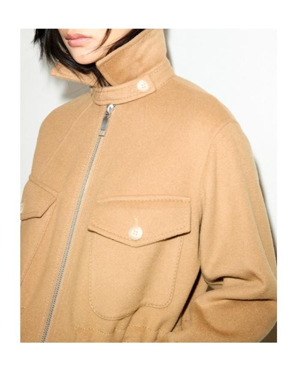 MAX&Co. Brown Double-Woven Wool Field Jacket