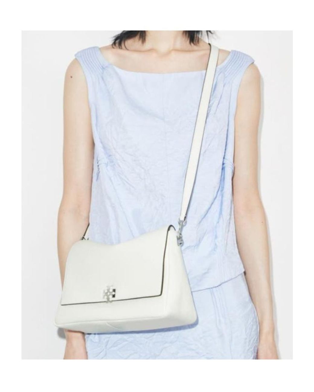 Tory Burch White Kira Logo Plaque Shoulder Bag