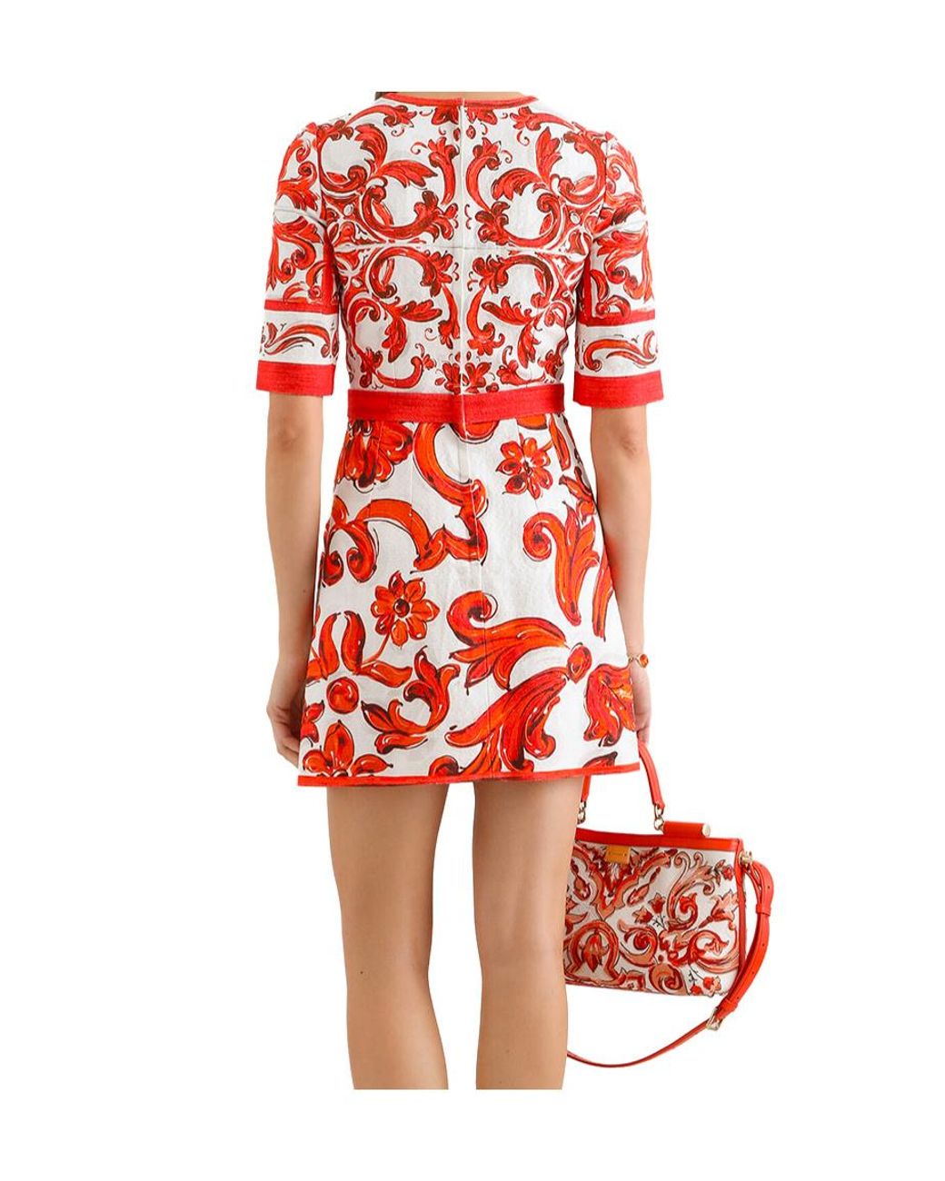 Dolce & Gabbana Red Majolica-Print Short Dress
