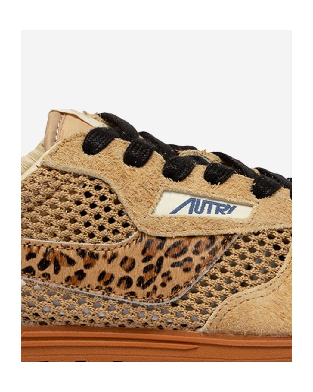 Autry Brown Windspin Mesh-Panelled Lace-Up Sneakers