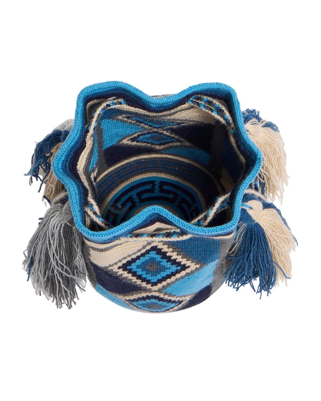 J.W. Anderson Blue Jw Anderson Wayuu Embroidered Bucket Bag