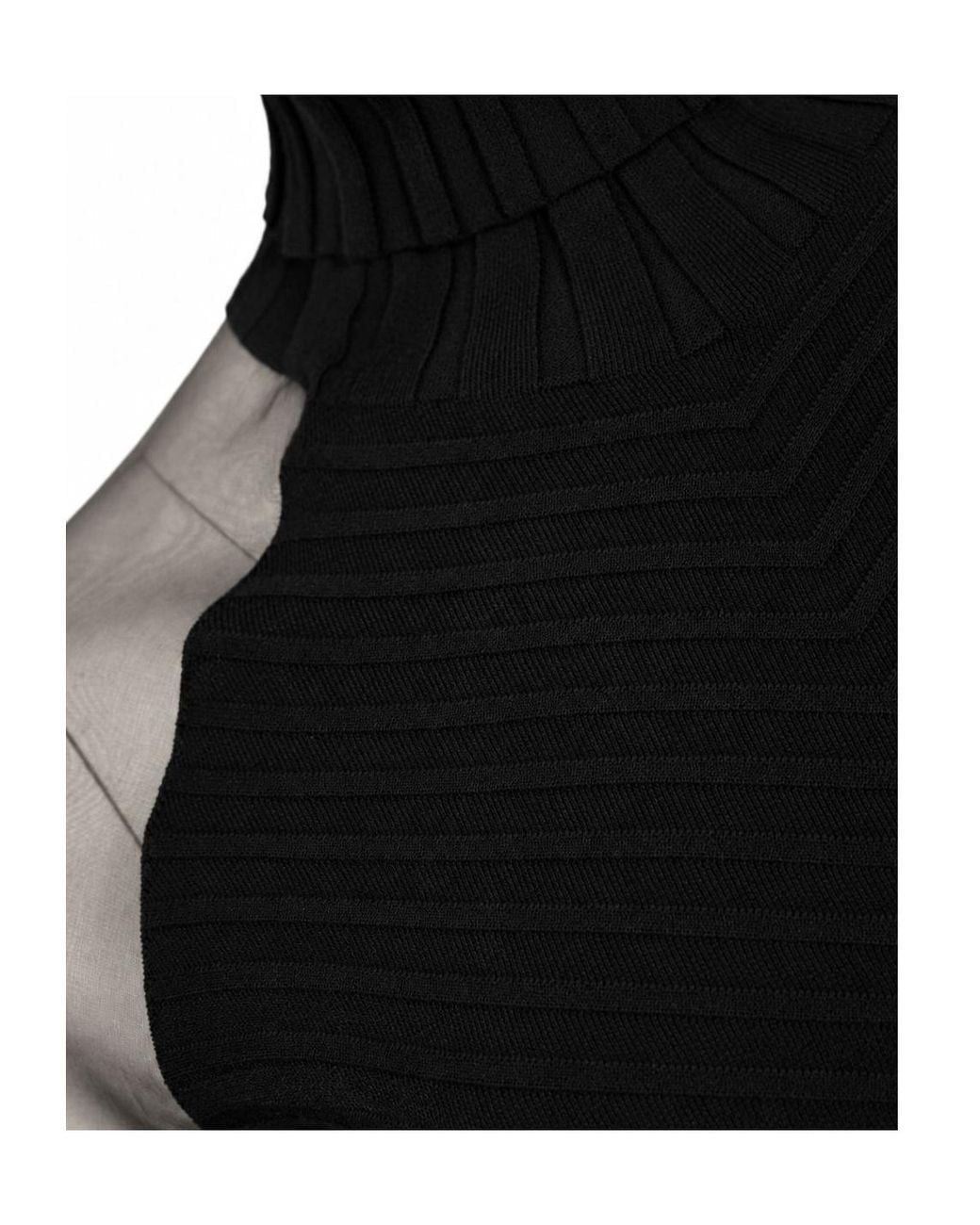 D.exterior Black Sheer Sleeve Turtleneck Sweater