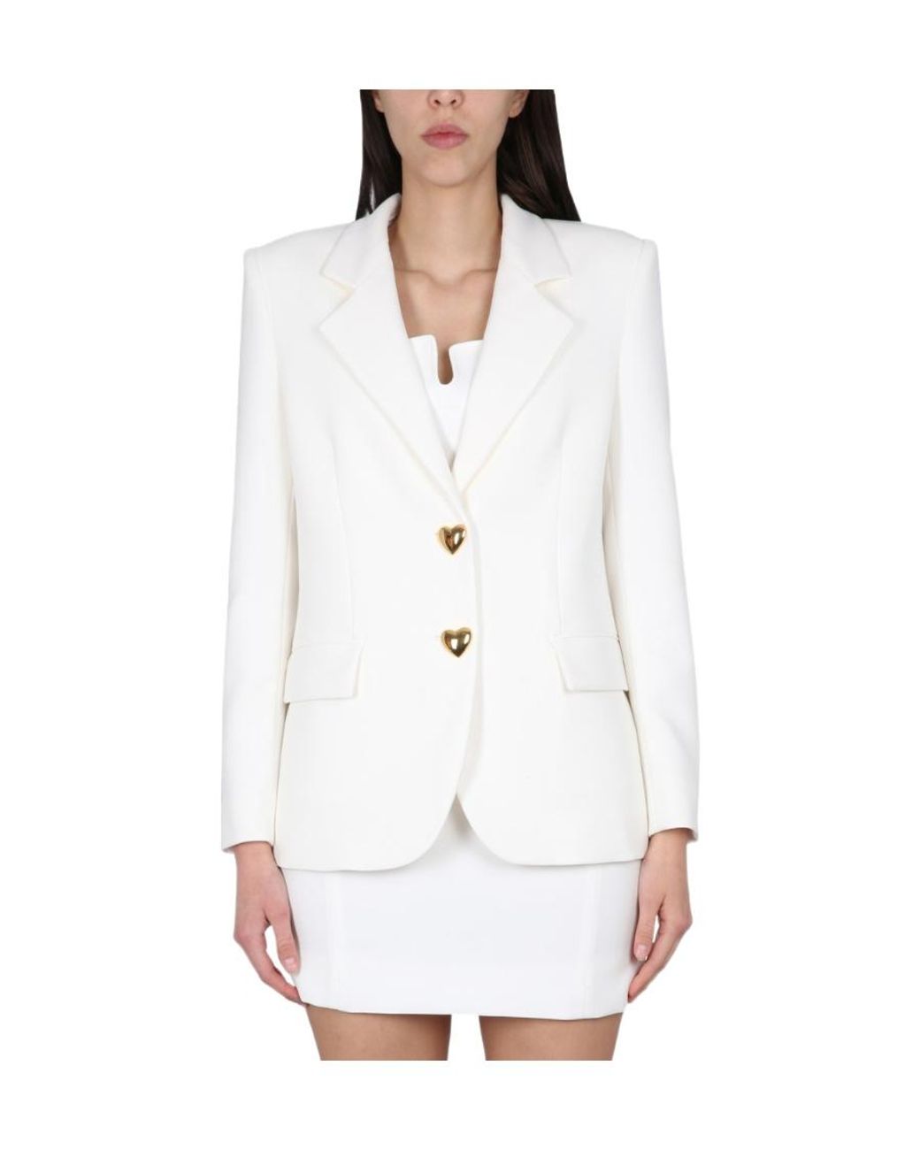 Moschino White Single-Breasted Blazer