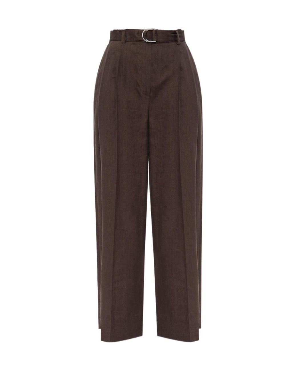 Helmut Lang Brown Pleated Wide Trousers