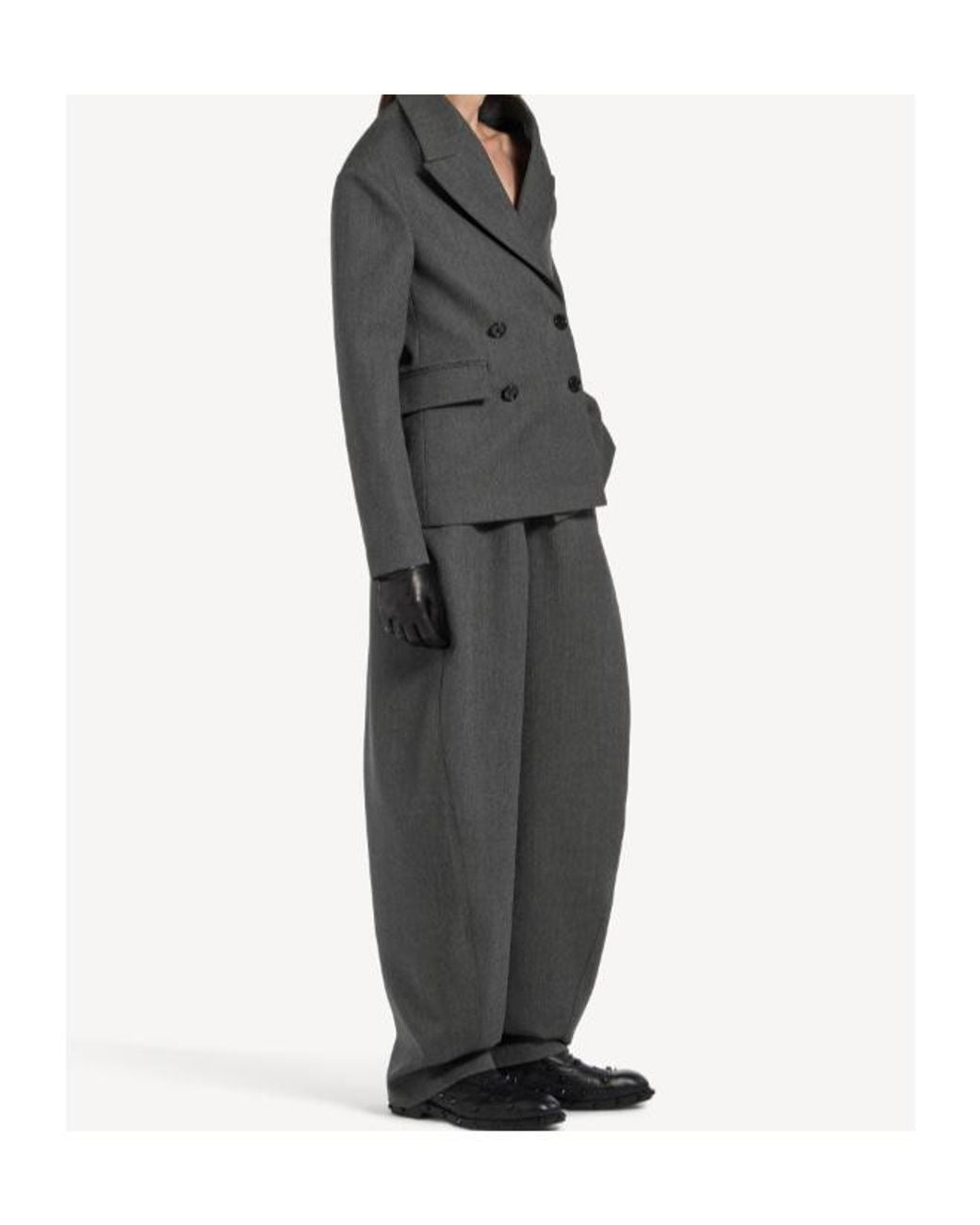 Balenciaga Gray Double-Breasted Tailored Blazer
