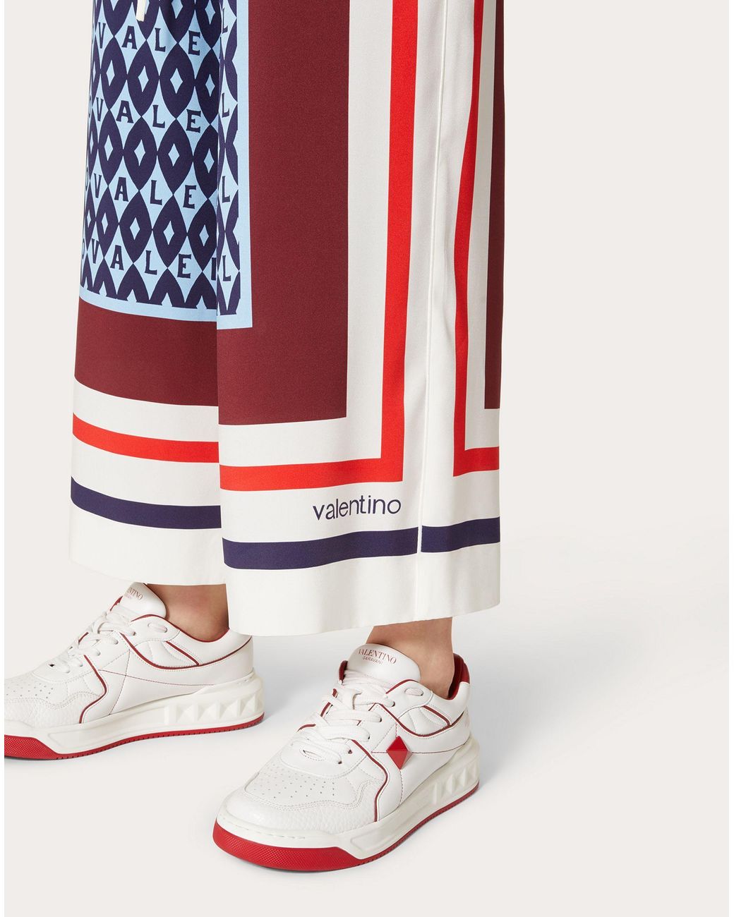 Valentino Blue Striped Silk-Cady Trousers