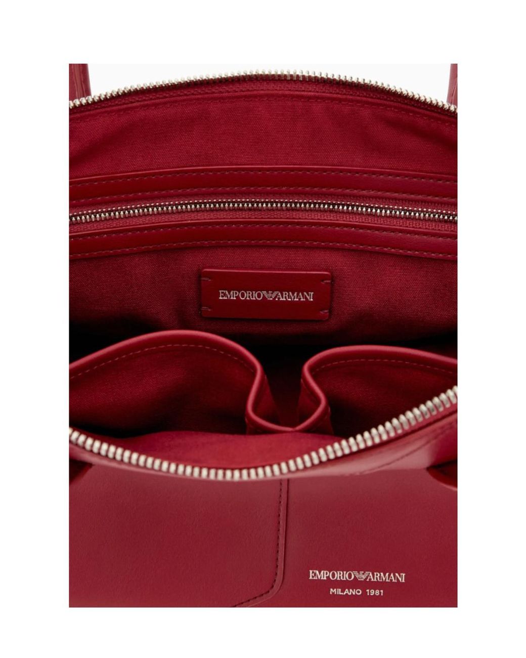 Emporio Armani Red Leather Tote Bag