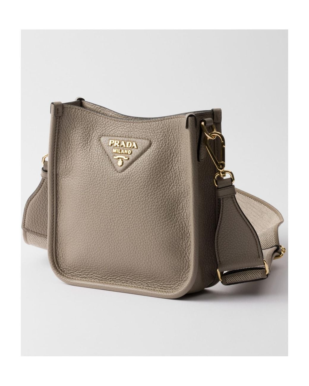 Prada Brown Logo Plaque Crossbody Bag