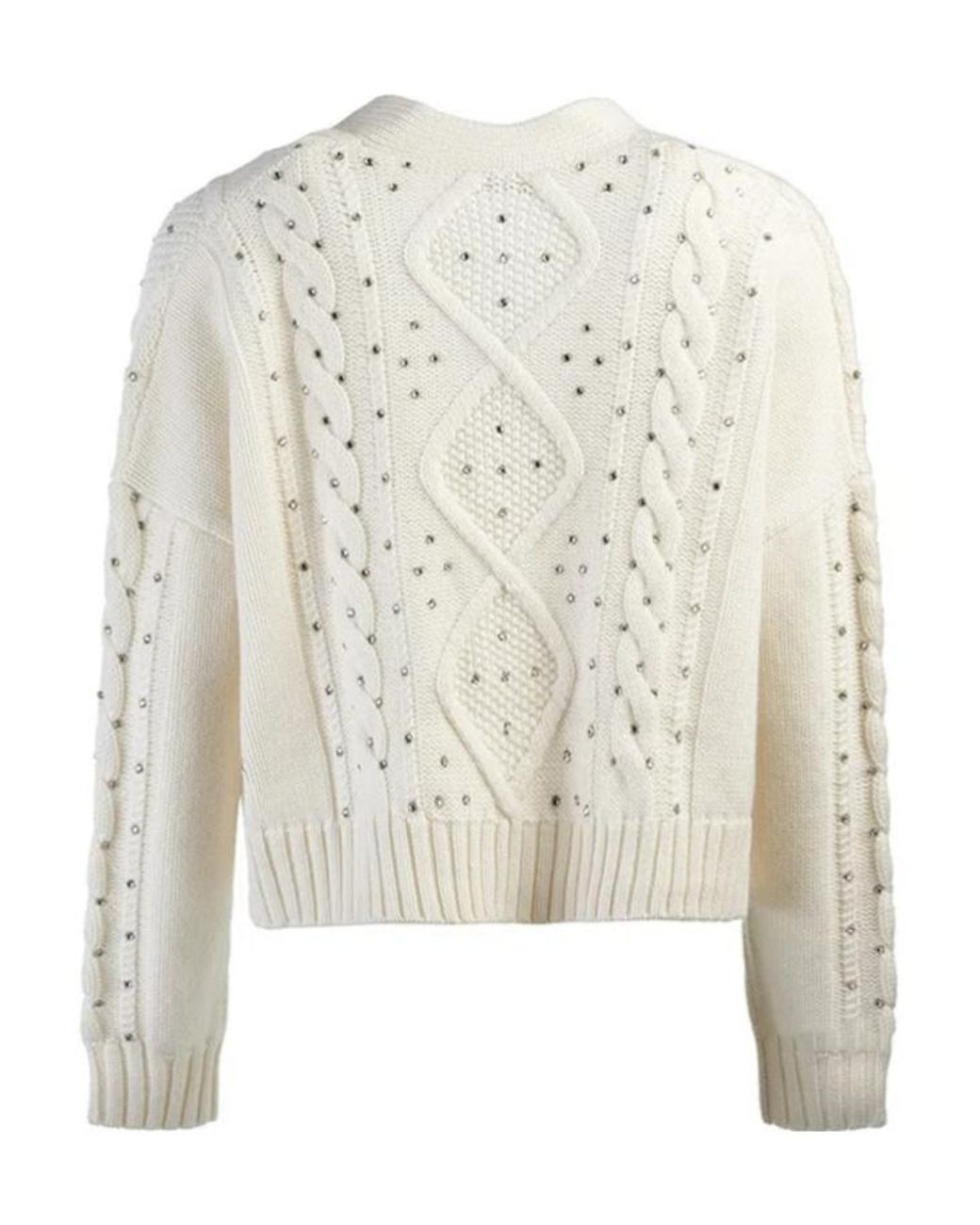 Max Mara White V-Neck Long-Sleeved Sweater