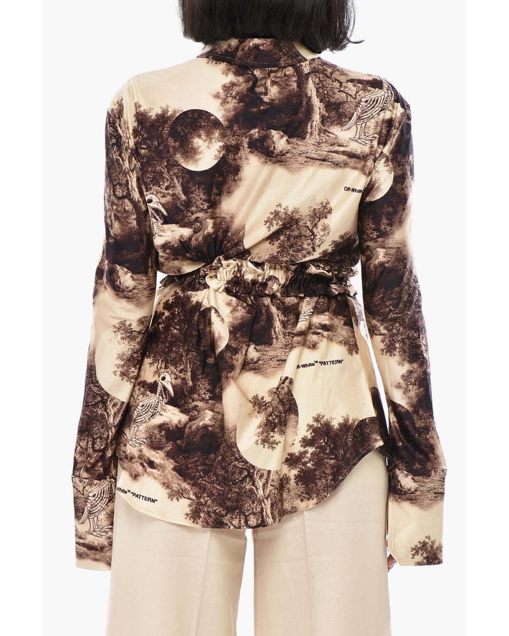 Off-White c/o Virgil Abloh Natural Curtain Pattern-Print Shirt