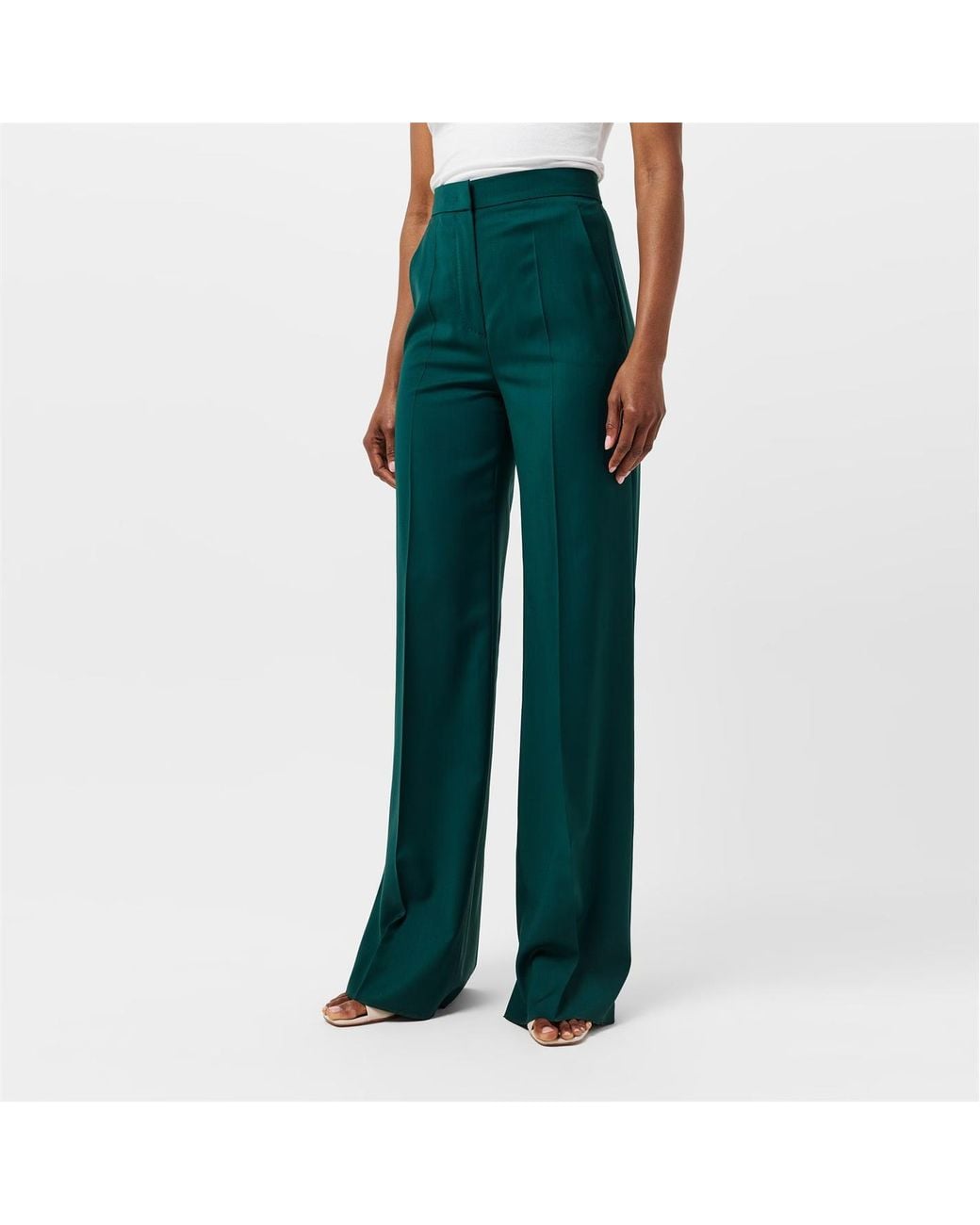 Max Mara Green Wide Leg Casual Pants