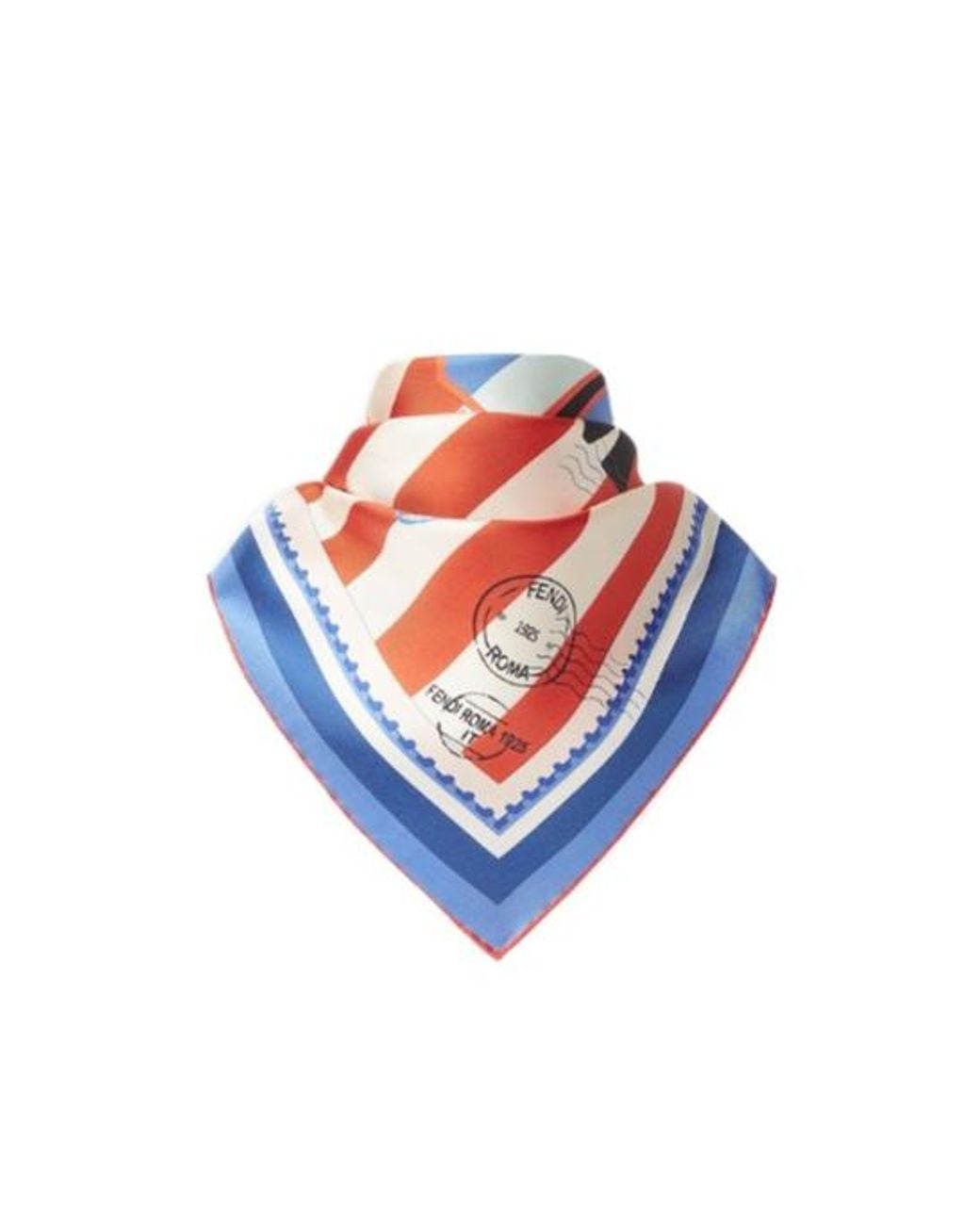 Fendi Red Logo Printed Striped Scarf