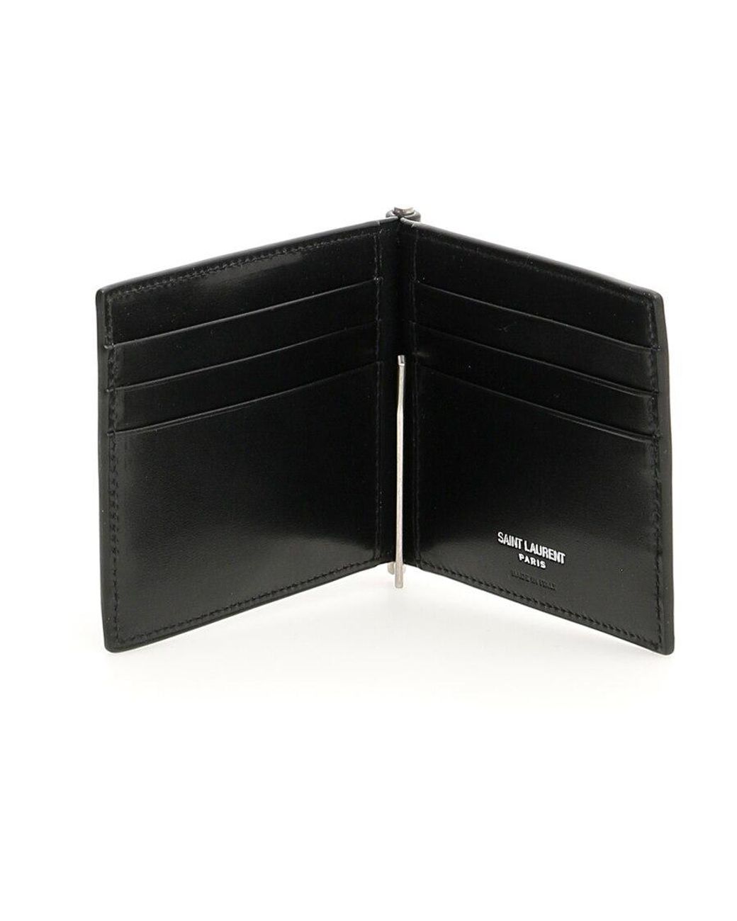 Saint Laurent Black Monogram Money Clip Wallet for men