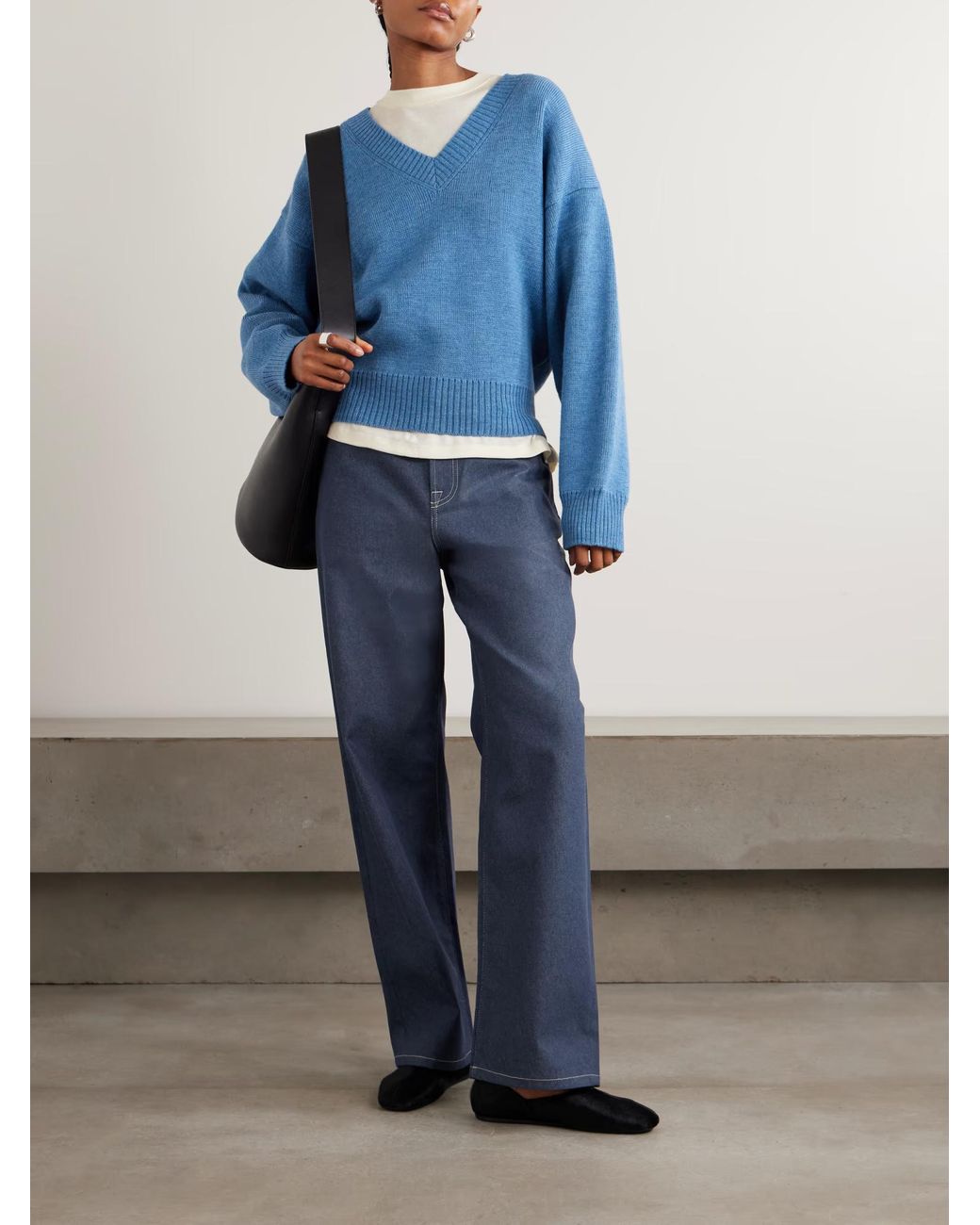 Rohe Blue V-Neck Wool Sweater