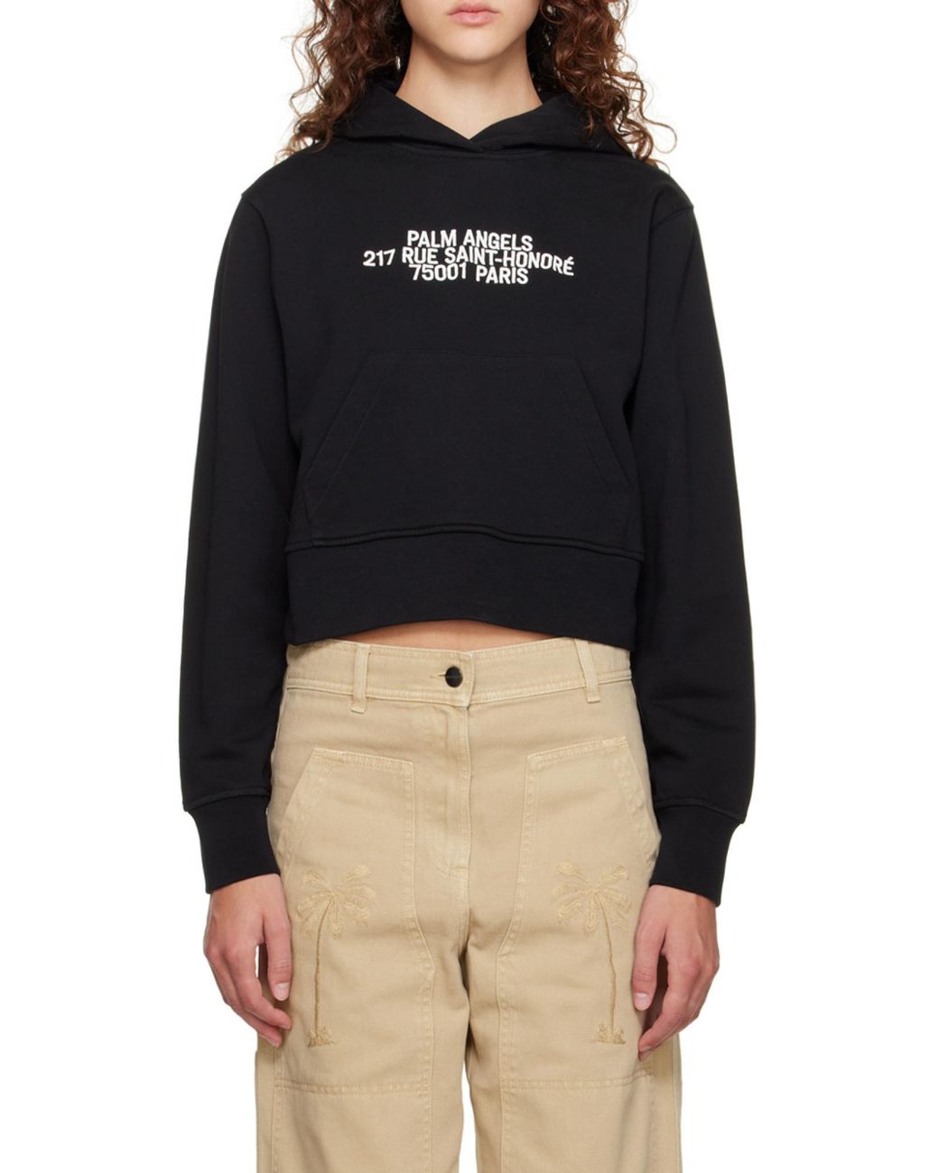 Palm Angels Black Logo Detailed Hoodie
