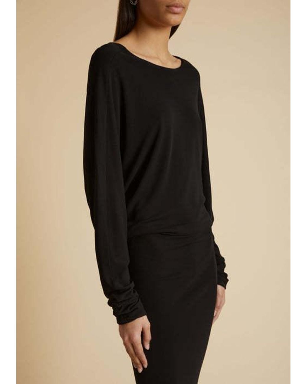 Khaite Black The Trina Long-Sleeved Open-Back Midi Dress