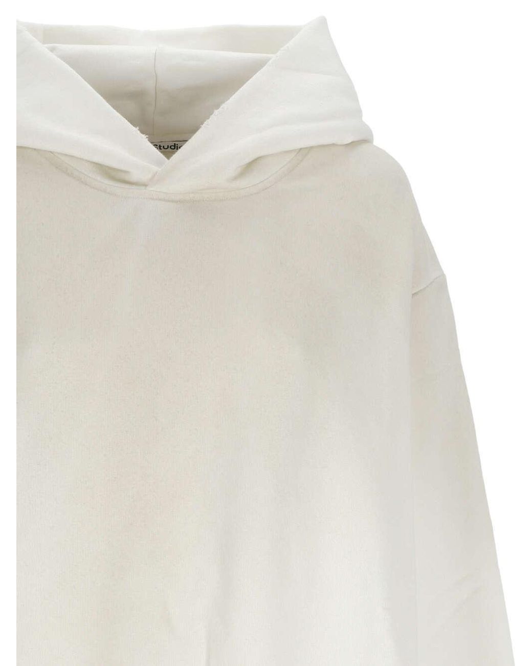 Acne White Logo Printed Long-Sleeved Hoodie for men