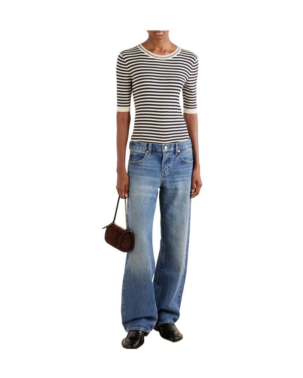 FRAME Blue Low-Rise Straight-Leg Jeans